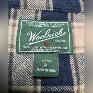 Woolrich Heavy Blue Tan Flannel Button Shirt Men XL